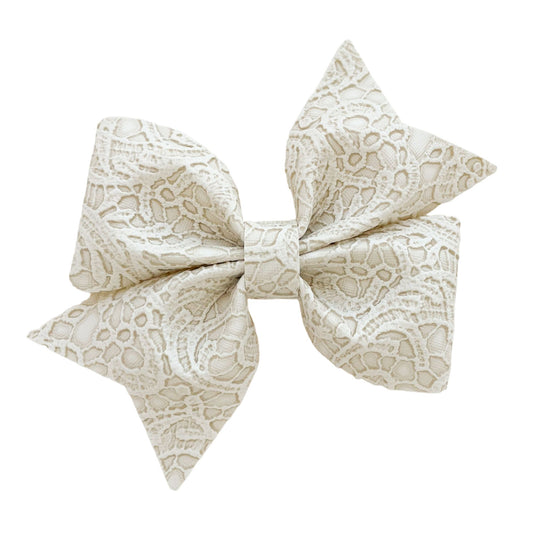 Ivory Embossed Piper Bow