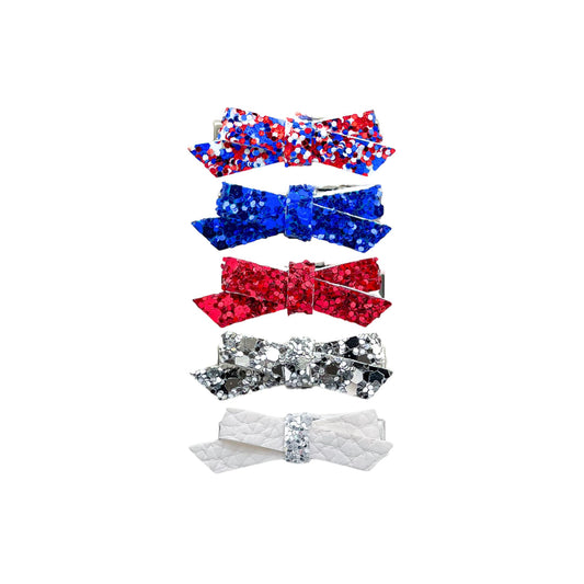 Patriotic Glitter Mini Bow Set