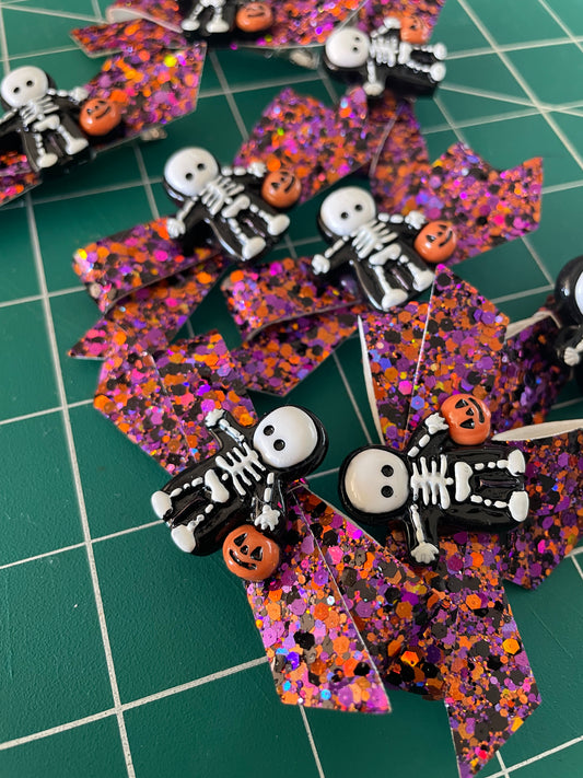 Halloween Glitter + Skeleton Charm Penelope Bow