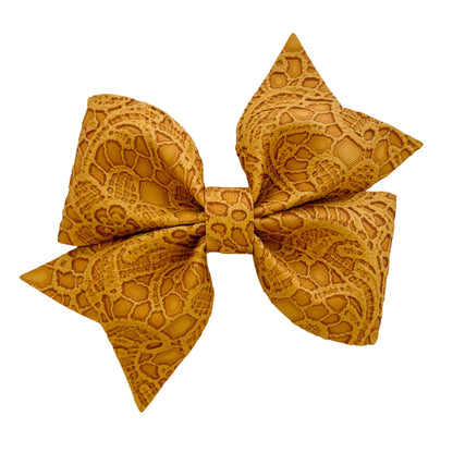 Mustard Embossed Piper Bow