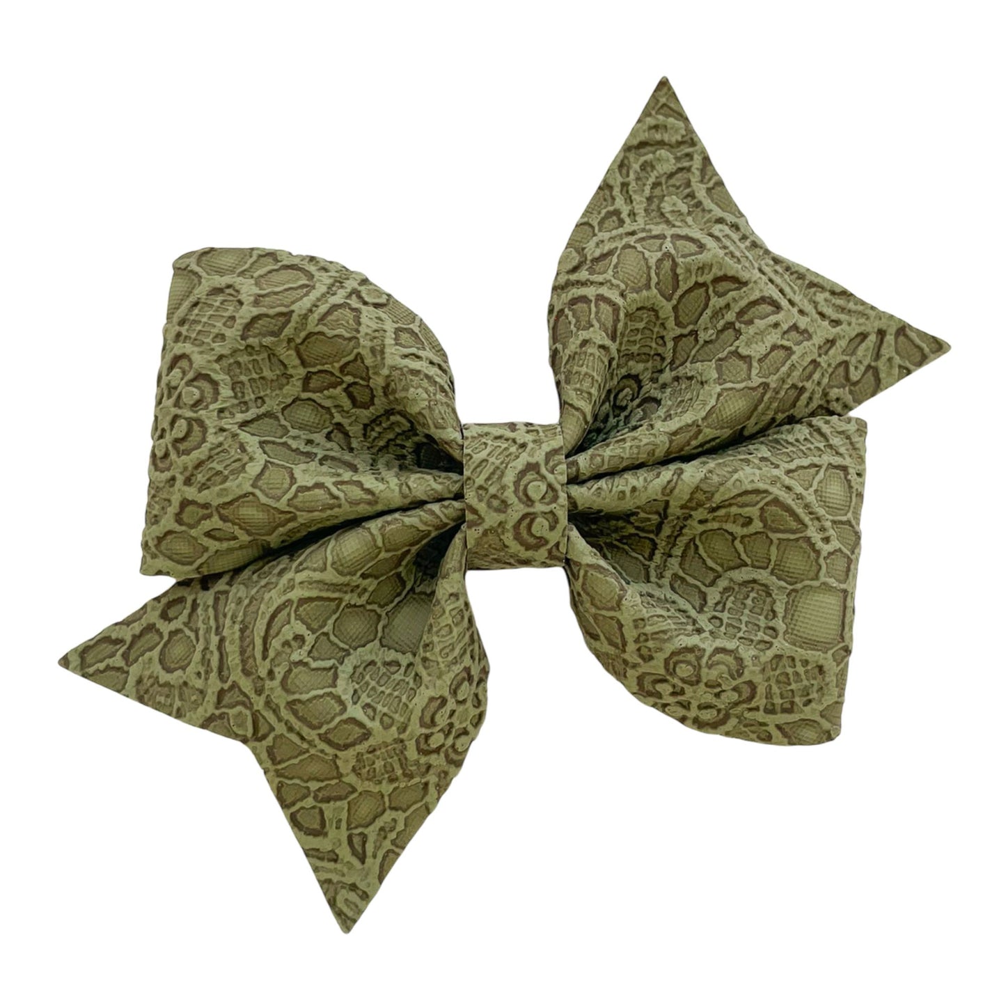 Olive Embossed Piper Bow