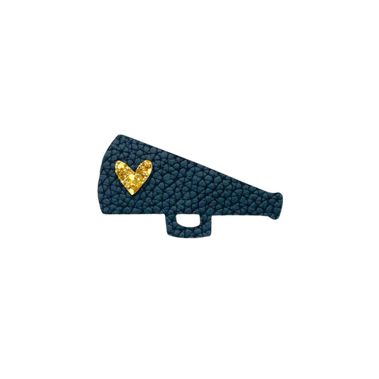 School Spirit Megaphone Clip - Black + Yellow Gold