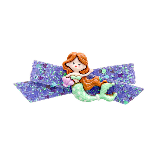 Periwinkle Glitter + Mermaid Charm Penelope Bow