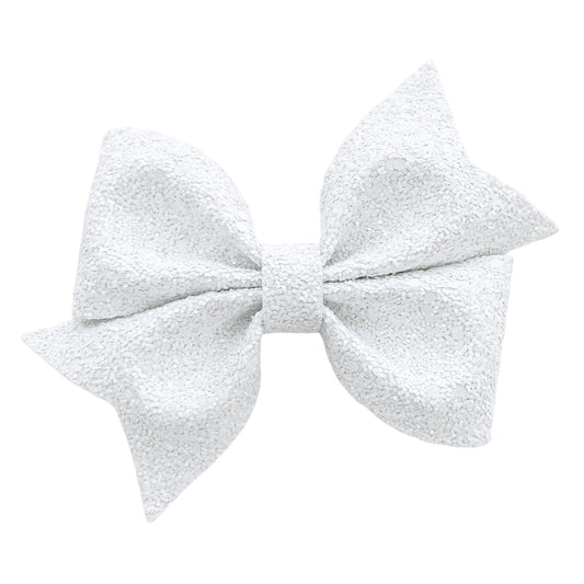 Iridescent White Glitter Piper Bow