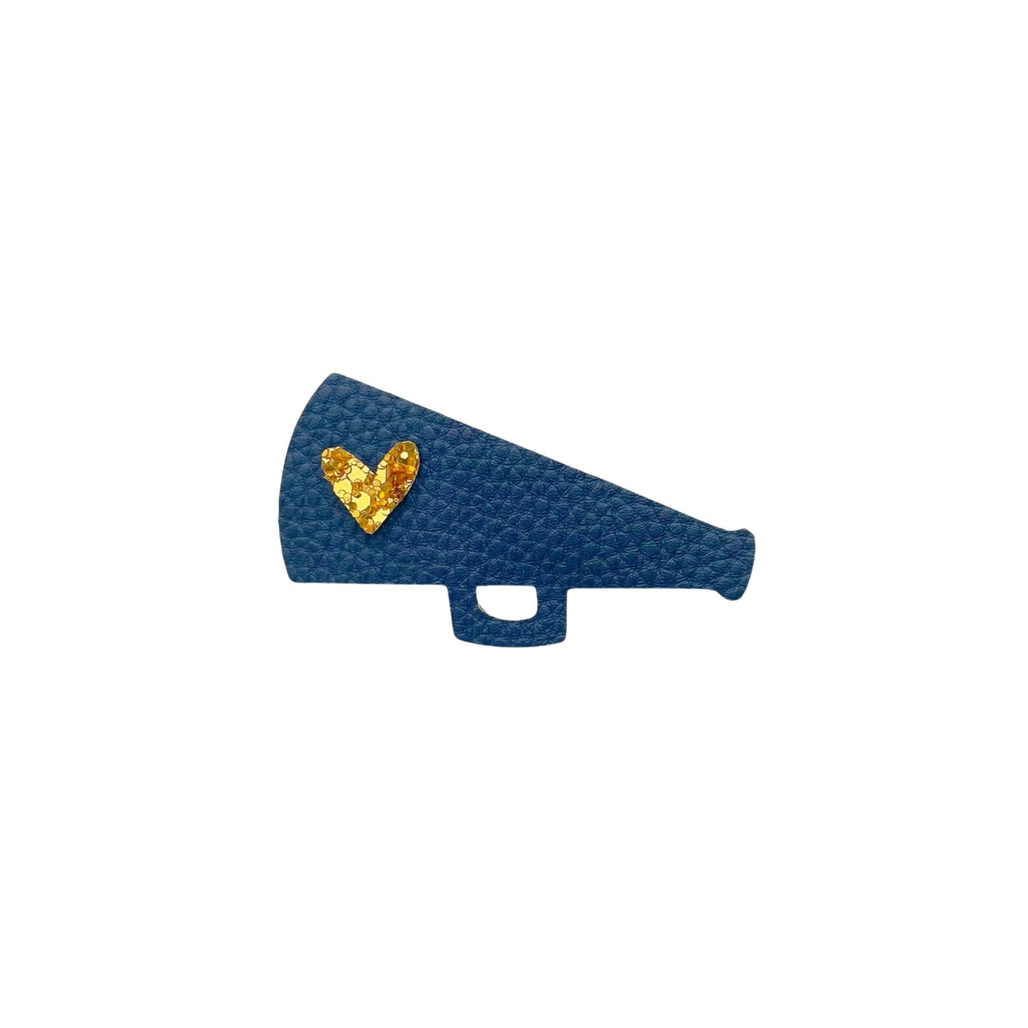 School Spirit Megaphone Clip - Navy Blue + Yellow Gold