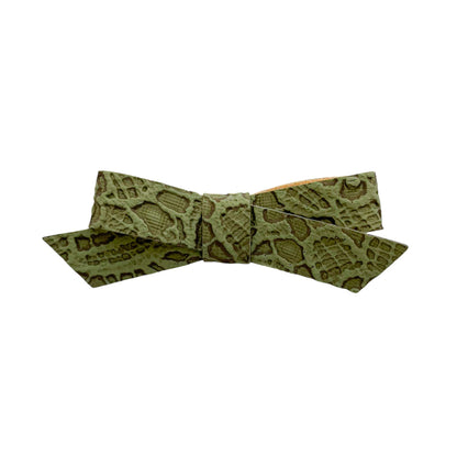 Olive Embossed Penelope Bow