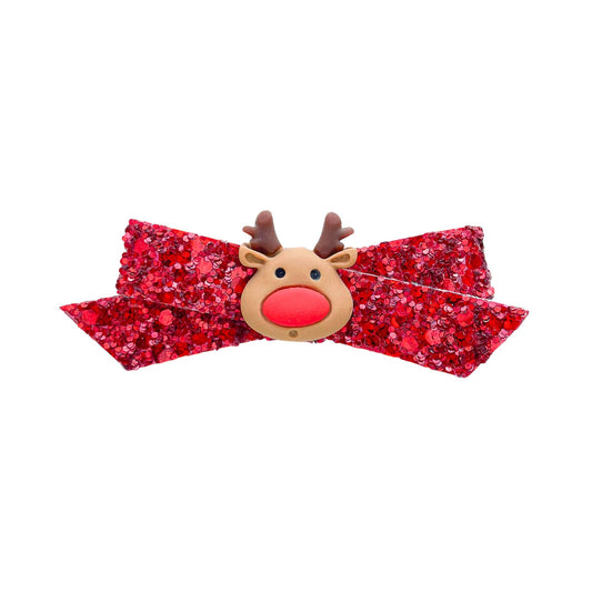 Red Glitzy Glitter Reindeer Penelope Bow