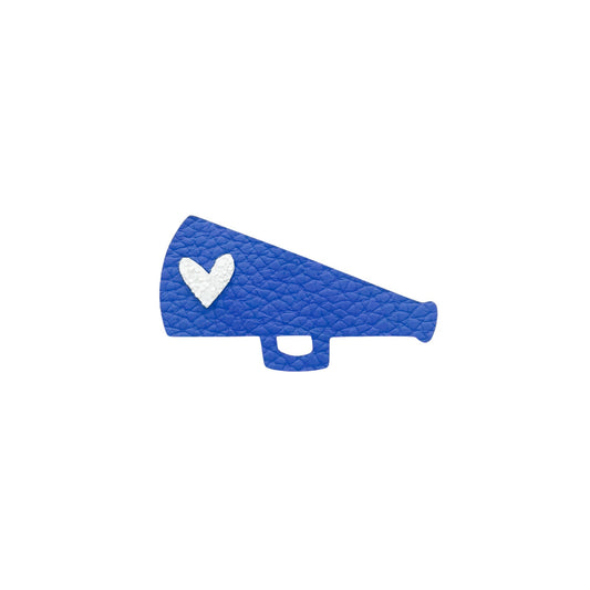 School Spirit Megaphone Clip - Royal Blue + White